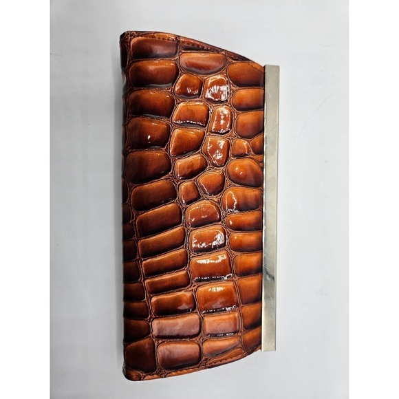 Faux Brown‎ Alligator Skin Wallet Metal Clasp 9 by 4 - Picture 4 of 5